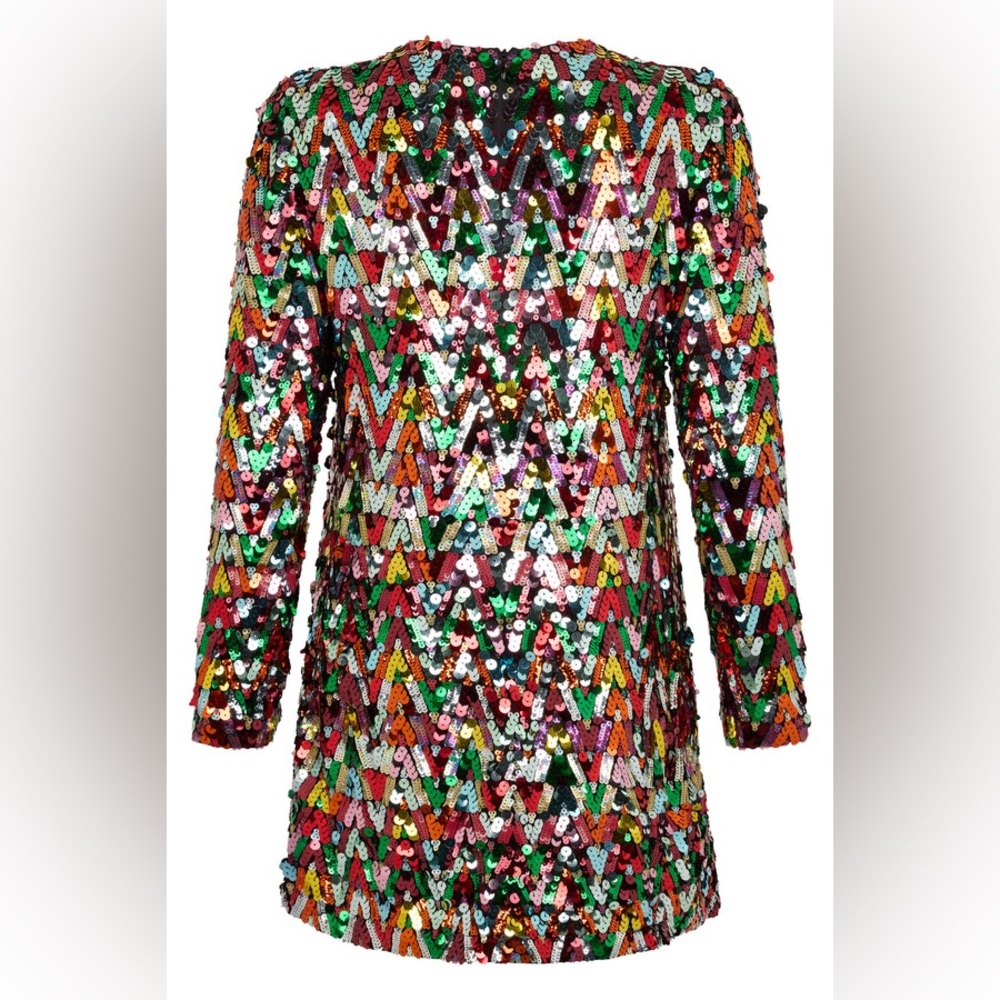 Valentino Rainbow Sequin Chevron Mini Dress PS22 — IT 40 (US 4-6) Made in Italy